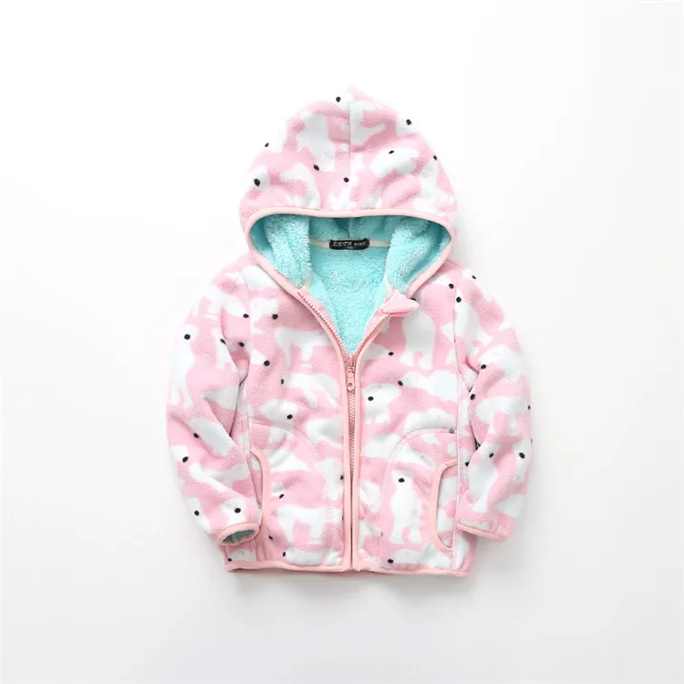 Benemaker/флисовые куртки для мальчиков и девочек; спортивная плотная детская верхняя одежда; Верхняя одежда; теплая ветровка; пальто для маленьких детей; YJ039 - Цвет: Light Pink Bear