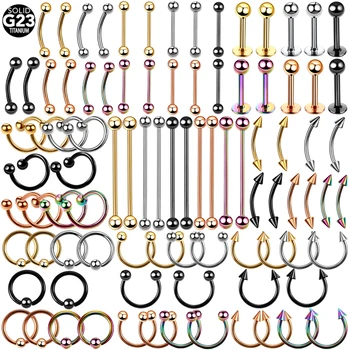 

10pcs Titanium Colorful Eyebrow Tongue Earring Helix Barbell Labret Lip Rings Nose Hoop Piercing Ear Tragus CBR Sexy Jewelry 16g