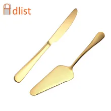 Свадебный торт нож и сервер набор позолоченный торт лопатка Черпак день рождения рождественской вечеринки столовая посуда для пиццы приспособление для резки десертов 9''