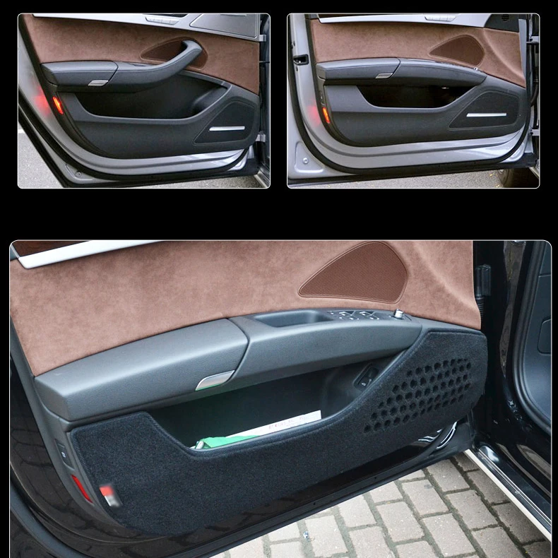 

4pcs Fabric Door Protection Mats Anti-kick Decorative Pads For Audi A8L 2011-2014