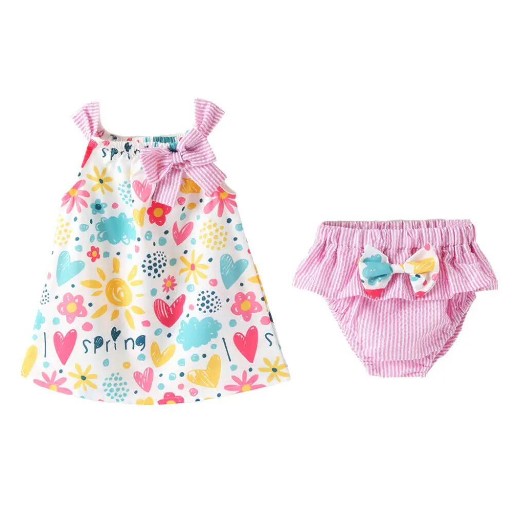 2 шт. Pudcoco 2019 Новая Одежда для новорожденных Ползунки Летнее платье для маленьких девочек + короткие штаны, пижамный комплект, комплект