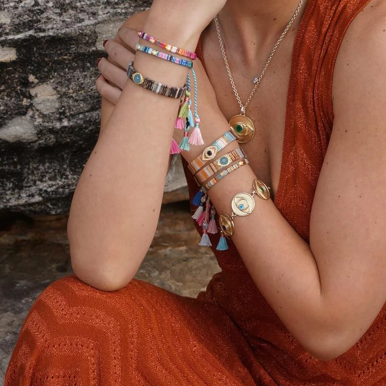 Vsco девушка Бохо Племенной тканый браслет дружбы хлопок плетеный макрам браслет Юго-Западный пляж браслет праздничный подарок для женщин