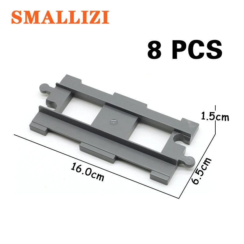 

8pcs/lot Train Track Straight Track Building Blocks Accessories Compatible with Duplo Railway Switch Assemble Bricks Parts Toys