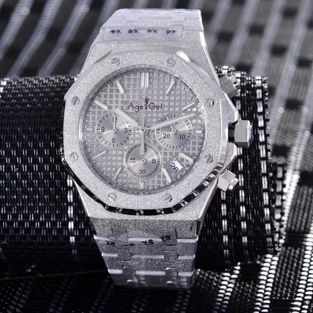 

Luxury Brand New Men Watch Chronograph Sapphire Stainless Steel Silver Matte Stopwatch Luminous Black Blue Grey White Sport AAA+