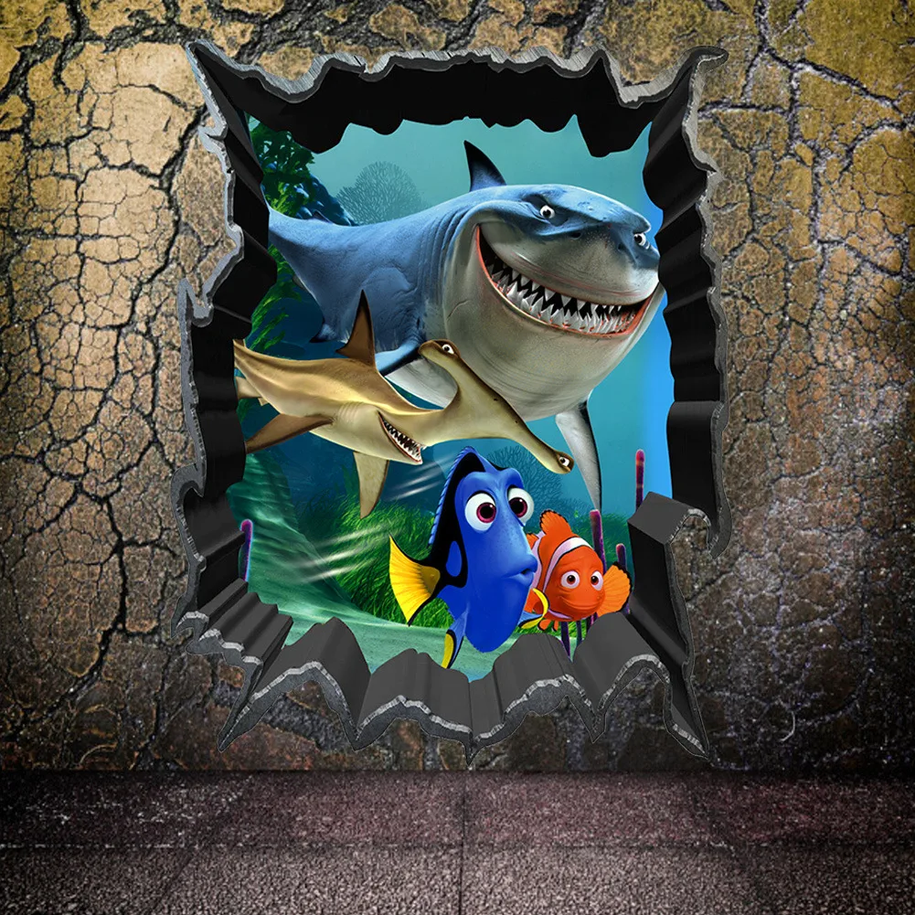 

shark fish finding nemo wall sticker kids bedroom decoration 1438. diy print mural art 3d animals home decals gift poster 3.5