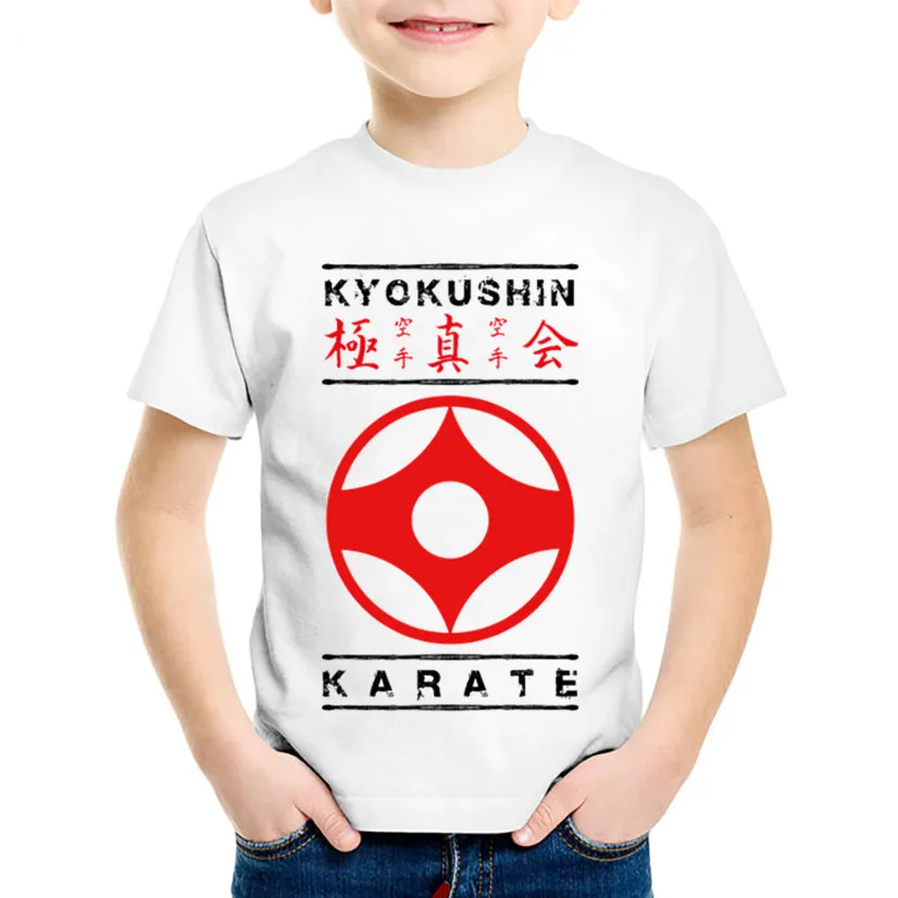 Children Fashion Print Kyokushin Karate Kanji and Symbol T-shirts Kids Summer Tees Boys/Girls Tops Baby Casual Clothes