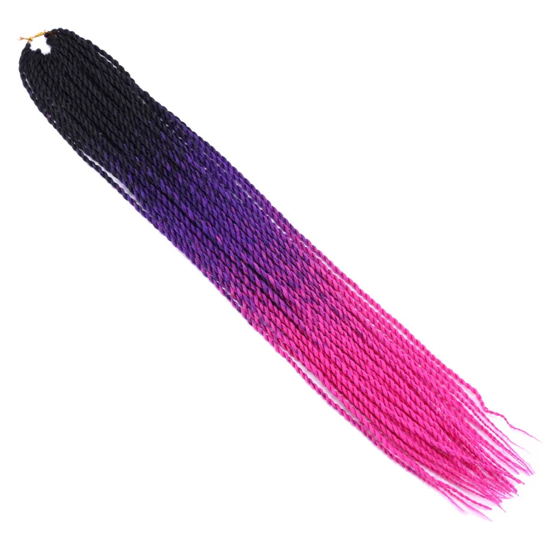 Вязание крючком плетение волос 22 дюймов сенегаль твист Высокая температура Синтетические волосы коса три тона Омбре цвет крючком косы - Цвет: Естественный цвет