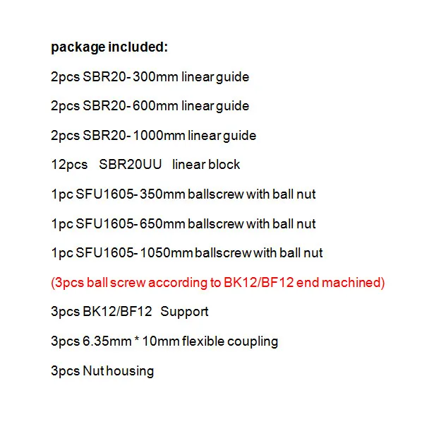 6 SBR16/20 линейный направляющий рельс+ 3 шариковых винта RM1605+ 3BK/BF12+ Корпус гайки+ муфты для ЧПУ маршрутизатор/фрезерный станок - Цвет: SBR20 300 600 1000