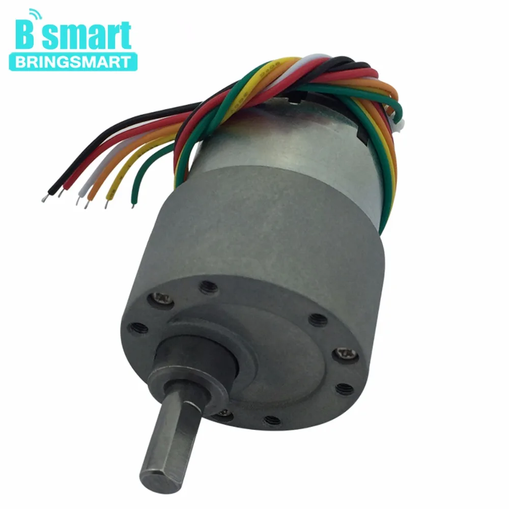 

Bringsmart Small Reducer A/B Phase JGB37-520B Mini DC Encoder Disk DC 12V Gear Motor 12-1600rpm Electric Motor CW CCW For Robot