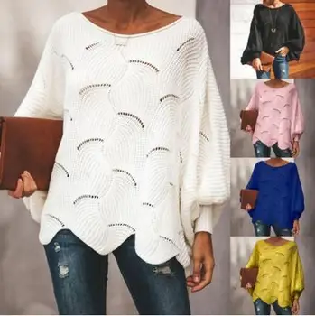 

Women Autumn Long Sleeve Sweaters and Pullovers Batwing Sleeve O-neck Knitted Sweater Jumper