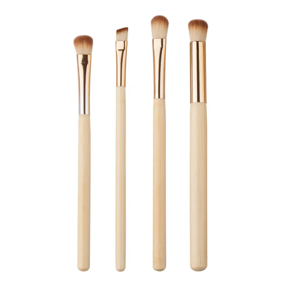 

10PCS Natural Bamboo Makeup Brushes with Bag Professional Cosmetics Eyeliner Brush Kit Soft Foundation Blending Tool