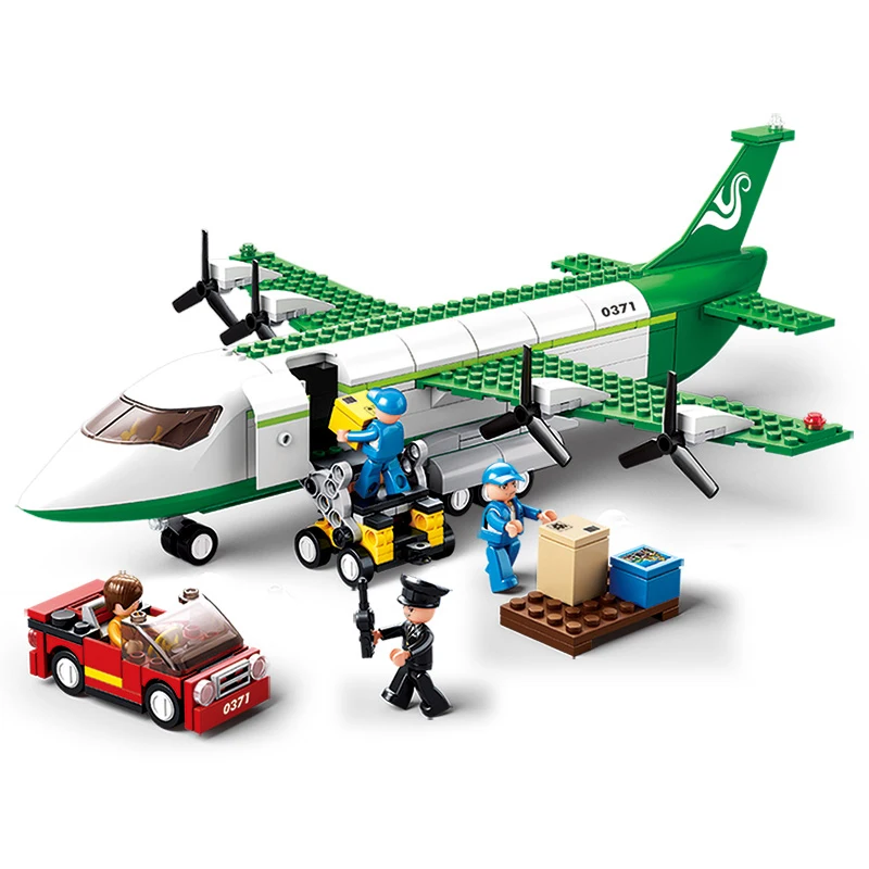 Самолет строительные блоки комплект грузовой транспорт модель образования DIY Собранные кирпичи игрушки хобби для детей