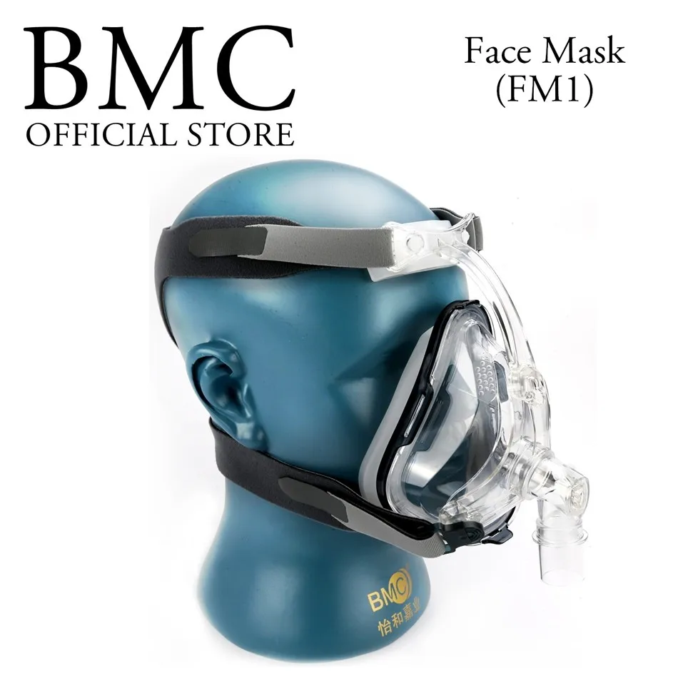 BMC FM1 Full Face Mask Медицинская рото-носовая маска силиконовогогели для терапии храпа с размером S/M/L и держатель перевозка