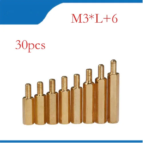 brass screw pcb 30Pcs M3+6mm Hex Nut Spacing Screw Brass Threaded Pillar PCB Computer PC