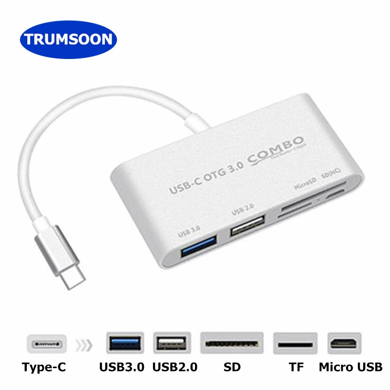 

Trumsoon USB 3.1 Type C OTG to USB 3.0 2.0 Converter SD TF Card Reader Adapter USB Hub for Macbook Huawei P20 30 Samsung S8 9 10