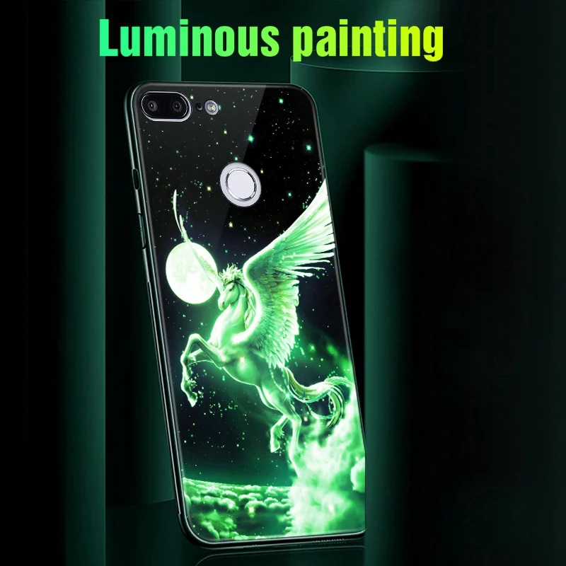 Luminous Tempered Glass Case On For Huawei P20 P10 Lite Mate 10 20 Lite Honor 9 9 Lite 10 8X Play 7C 7A Pro P Smart NOVA 3 Coque (19)