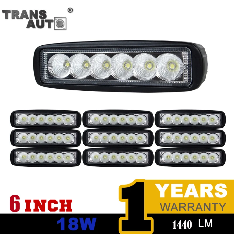 

10PCS 6INCH 18W 12V MINI LED BAR LED WORK LIGHT BAR FLOOD BEAM  FOG LAMP FOR OFFROAD BOAT TRUCK LED DRIVING LIGHTS
