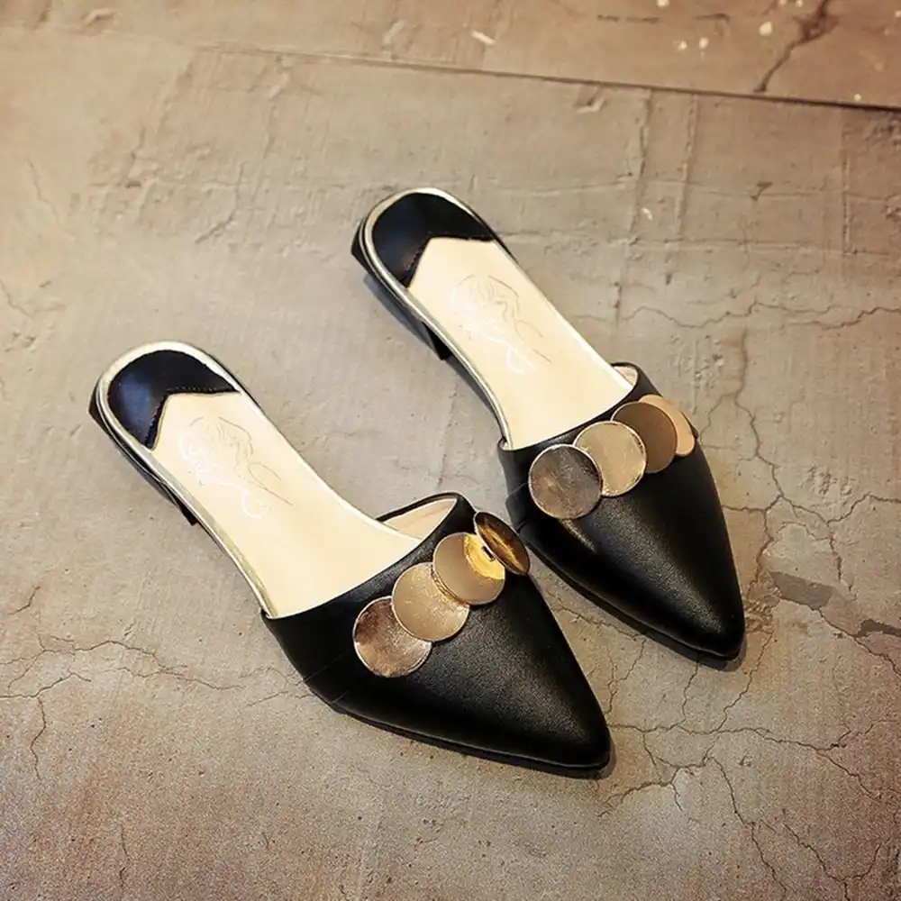 metallic mules flat