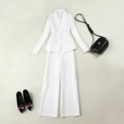Белый Пользовательские Для женщин Бизнес блейзеры 2 шт. Комплекты Женские офисные равномерное дамы Брючный костюм для свадьбы W111