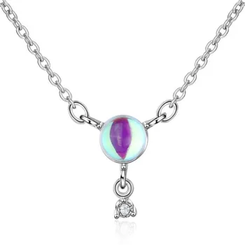 

New Arrival Colorful Moonstone Female Temperament 925 Sterling Silver Star Clavicle Chain Crystal Simple Necklaces N509