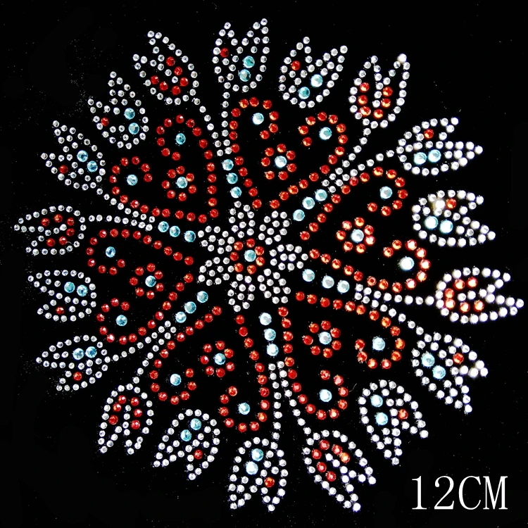 

2pc/lot Flower sticker hot fix flatback rhinestones motif iron on applique patches designs iron on transfer