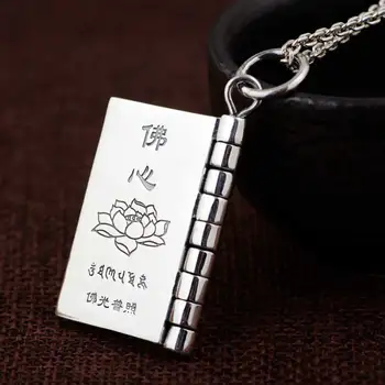 

FNJ 925 Silver Buddha Book Pendant Lotus Lucky New Fashion Hang Pure Original S990 Thai Silver Pendants Women for Jewelry Making