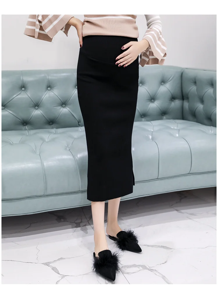 Новая весенне-осенняя корейская мода для беременных юбки для живота шерстяные трикотажные стрейч-юбки для беременных женщин Одежда для беременных C700