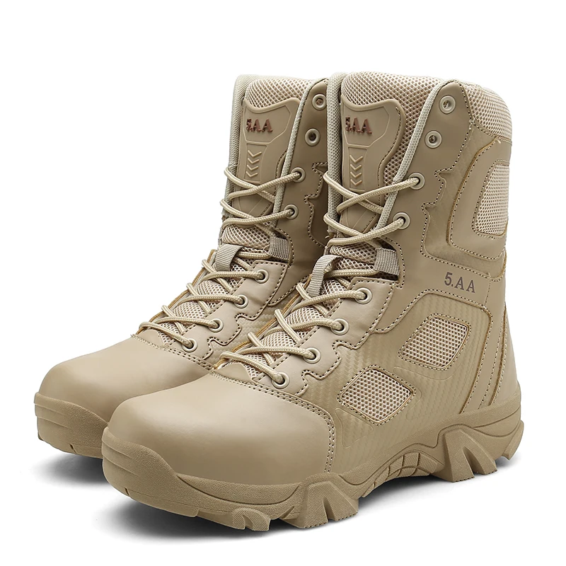 Buy High Top Men Desert Tactical Military Boots Mens Working Safty Shoes Army Combat Boots Militares Tacticos Zapatos Autumn Botas