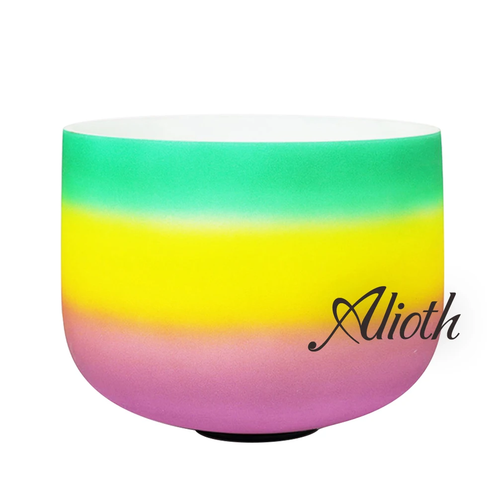 

9 Inch Outside Rainbow Colored F Note Crystal Singing Bowl for Heart Chakra Balancing/Yoga/Meditation/Sound Therapy