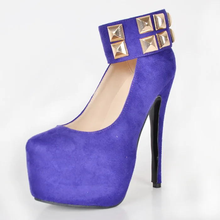 Blue Rhinestone Ankle Strap font b Women b font Pump Slip ons Round Toe Shoes Made