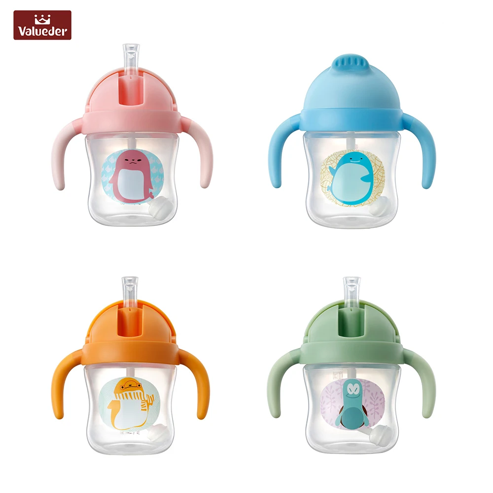 VALUEDER Baby Water Bottle Hot Sale PP Non Spill Straw Cup with Cute