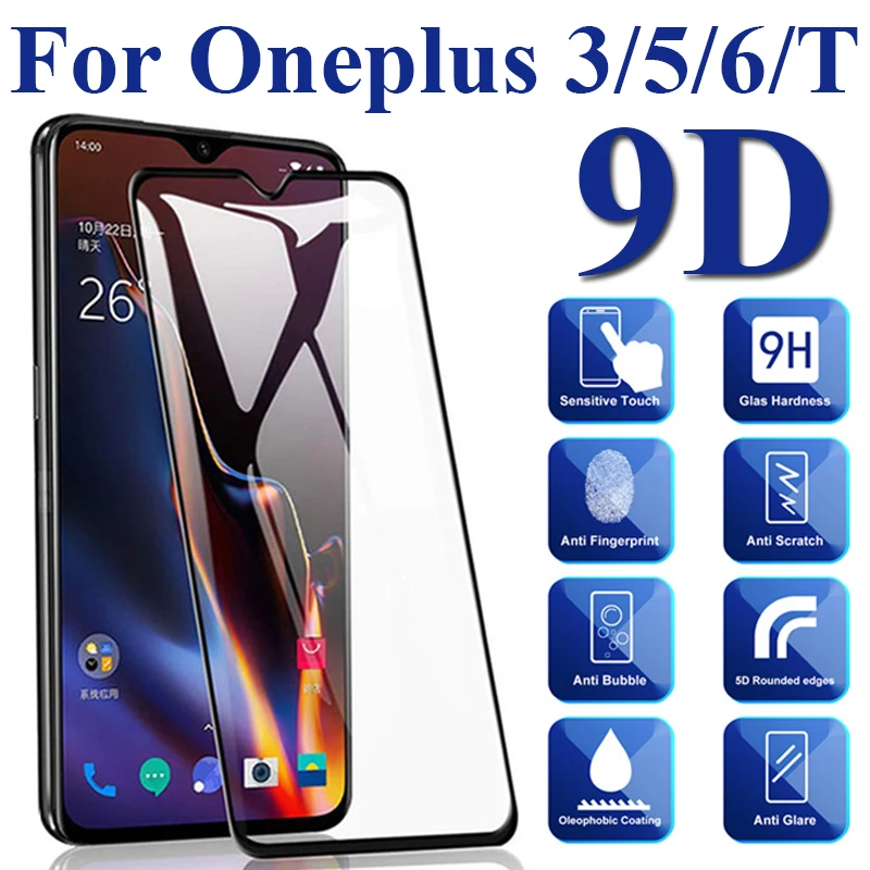 

9D Protective glass on for oneplus 6 screen protector one plus 5 3t 5t 6t t tempered glas 1plus protect screenprotector cam trem