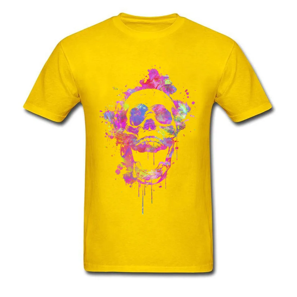 Cool  Trendy Pink Watercolor Skull_yellow