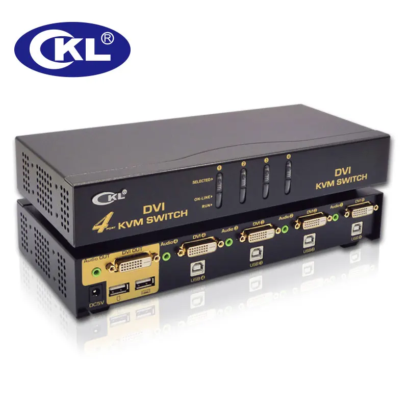 CKL USB DVI KVM переключатель с 4 портами поддержка портов аудио автоматический сканер