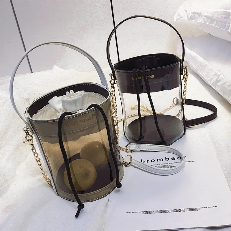 

Summer Transparent Jelly Bag Bucket Tote Crossbody Bags Women 2019 Luxury Handbags Designer Ladies Hand Beach Clear Shoulder Bag