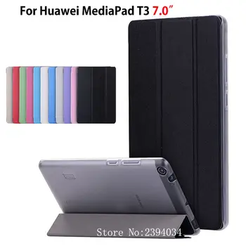

Ultra Slim Case for Huawei MediaPad T3 7.0 BG2-W09 Cover Funda Tablet PU Leather Flip Folding Folio for Honor Play Pad 2 7.0"