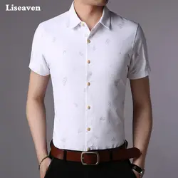 Liseaven рубашка Для мужчин Костюмы Slim Fit Для мужчин короткий рукав рубашки Для мужчин повседневная рубашка Camisa Masculina