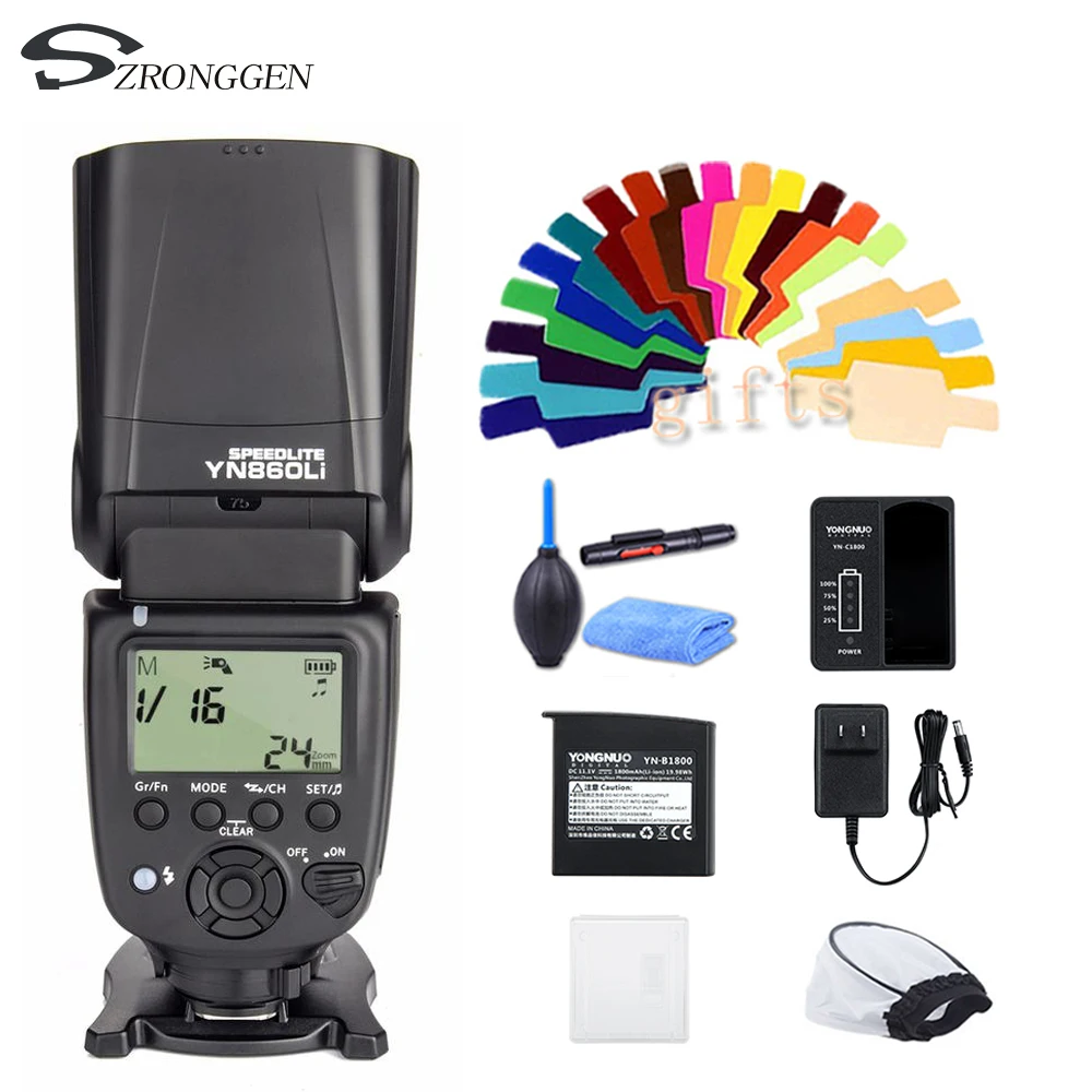 

Yongnuo YN860Li 1800mAh Lithium YN860Li-Kit Speedlite Wireless Camera Falsh Light For Nikon D5300 D7100 D7200 D750 For Canon