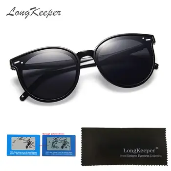 

LongKeeper Cat Eye Polarized Sunglasses Women Retro UV400 Sun Glasses Female Vintage Cateye Round Shades Gafas de sol MN-Hi