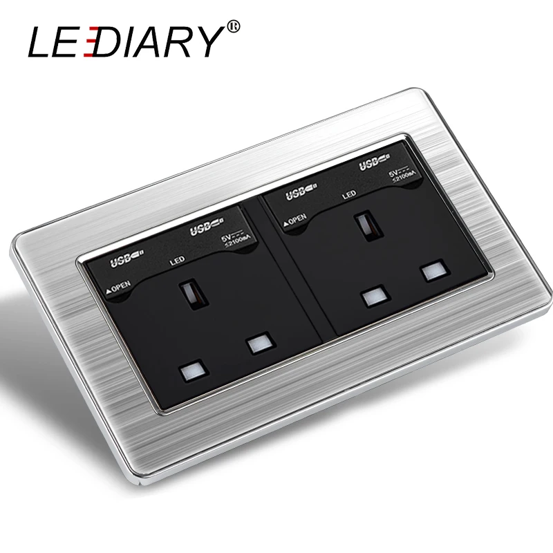 LEDIARY 2-port/4-port USB зарядное устройство настенная розетка 110 V-250 V EU/UK/US/AU 3-pin 3-hole/6-hole с 5V USB зарядное устройство для телефона