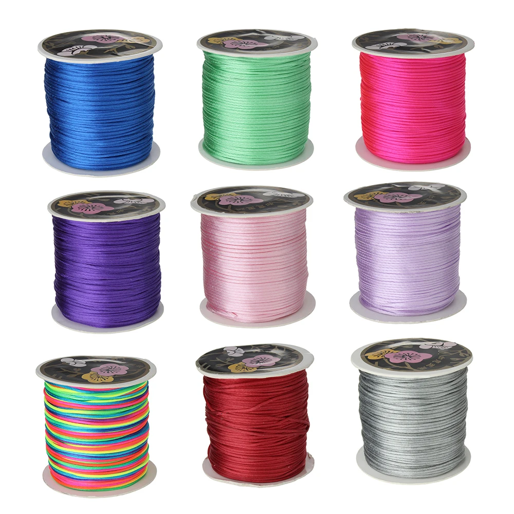 

Wholesale 70M/Spool 1MM Mix Color Nylon Black Satin Chinese Knotting Silky Macrame Cord Beading Braided String Thread