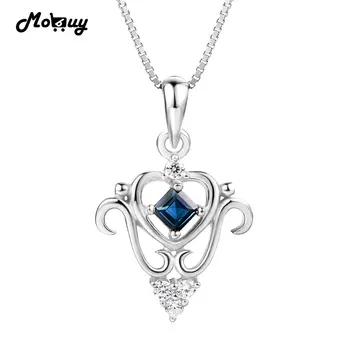 MoBuy MBNI055 Natural Gemstone Sapphire Fairy Necklace & Pendant 925 Sterling Silver Fine Jewelry For Women Engagement & Wedding