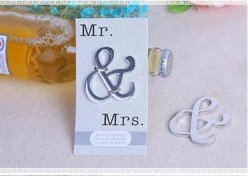 

Wholesale "Mr. and Mrs." Ampersand Bottle Opener Favor For Party Supplies Silver Wedding Gift For Guest Free Shipping Lot