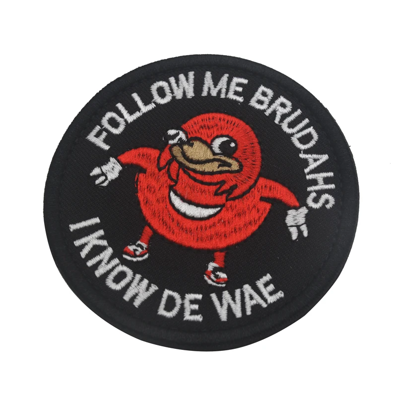 Ugandan-Knuckles-Patches-Follow-me-I-Know-De-Wae-Badge-Hook-Loop-for-cloth-backpack-hat (3)