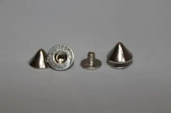 

50 SET Silver Punk Spike Cone Screw Back Studs/Rivets in 9.5mm x 6mm