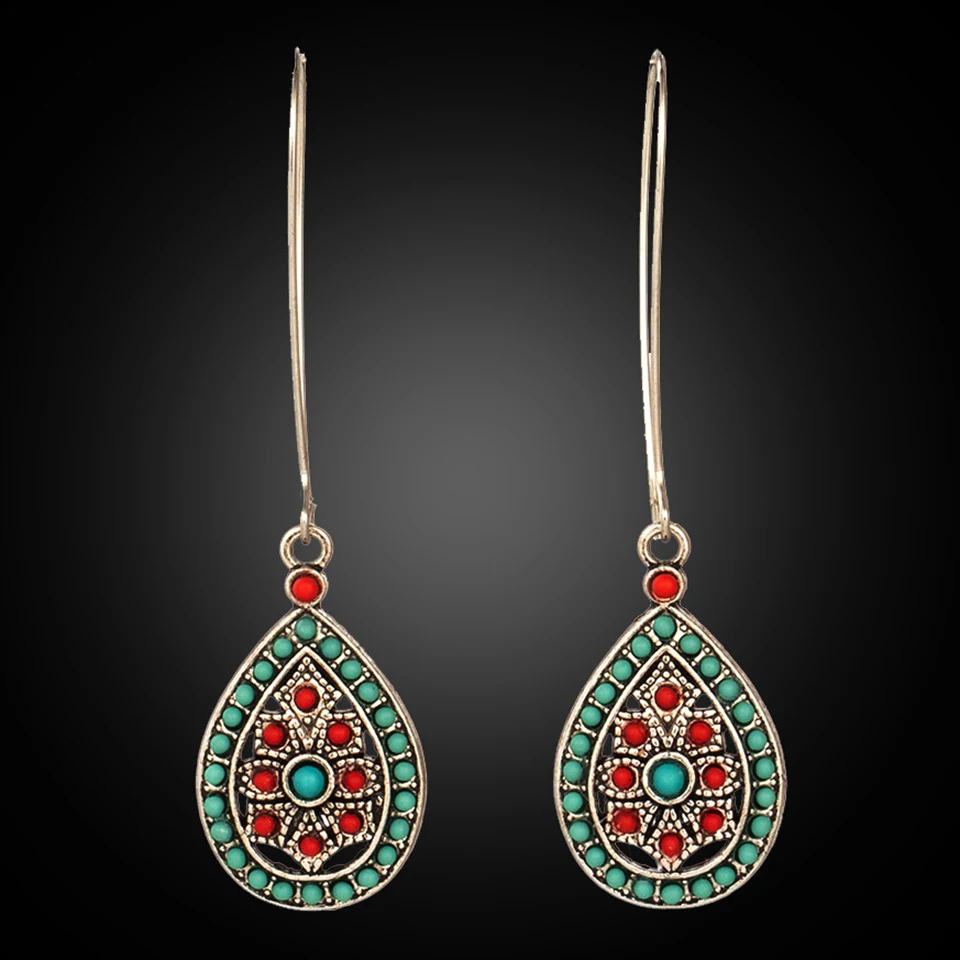 

Fashion Resin Water Drop Earrings for Women Ethnic Bohemian Long Hanging Dangle Earring Bar Statement Jewelry 2019 New Design