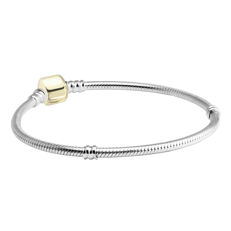 

100% Authentic 925 Sterling-Silver-Jewelry Clip Bracelets with Gold Plated Free Shipping