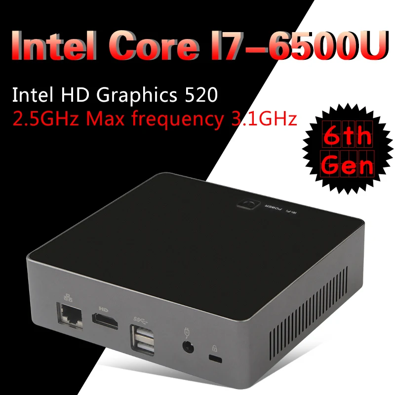 Intel 6th Gen Core i7 6500U Mini PC Desktop Computer Windows 10 Nettop NUC barebone system