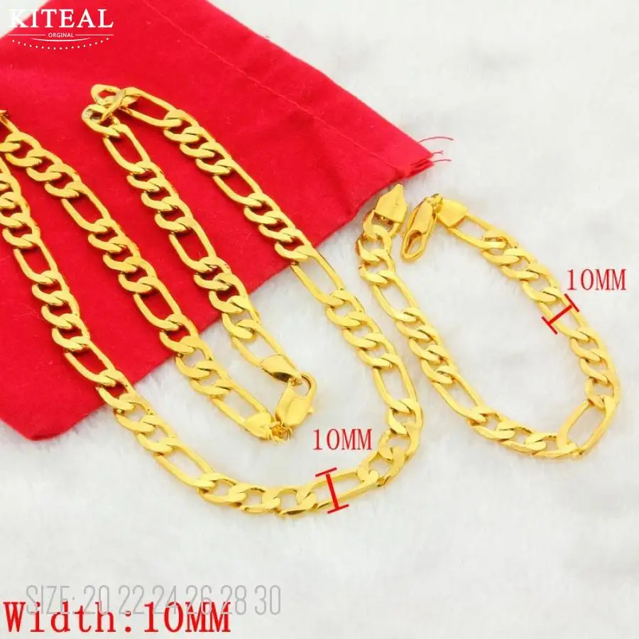 KITEAL NEW! 24K GP золотой цвет Размер 20 22 24 26 28 30 Дамские Ювелирные наборы цепочка с