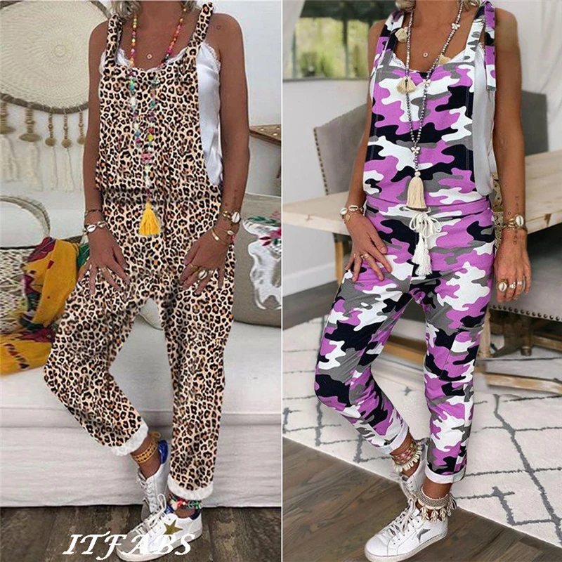 

Fashion Women's Dungarees Harem Strap Pants Casual Camouflage Loose Jumpsuit Baggy Trousers Overalls